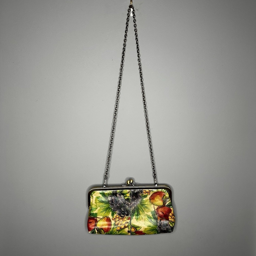 Patricia Nash Italian Leather Grapes Peaches Fruit Crossbody Bag Chain Strap